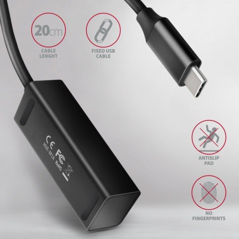 HUE-M1C Hub 4-portowy Mini metalowy USB 3.2 Gen 1, 20cm USB-C kabel HUE-M1C Hub 4-portowy Mini metalowy USB 3.2 Gen 1, 20cm USB-C kabel