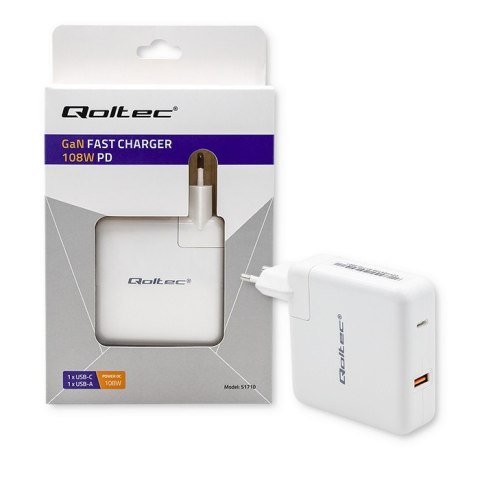 Ładowarka GaN FAST 108W | 5-20V | 3-4.7A | USB C | Biała Ładowarka GaN FAST 108W | 5-20V | 3-4.7A | USB C | Biała