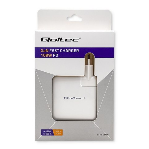 Ładowarka GaN FAST 108W | 5-20V | 3-4.7A | USB C | Biała Ładowarka GaN FAST 108W | 5-20V | 3-4.7A | USB C | Biała