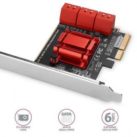 PCES-SA6 Kontroler PCIe 6x wewnętrzny port SATA 6G, ASM1166, SP & LP PCES-SA6 Kontroler PCIe 6x wewnętrzny port SATA 6G, ASM1166, SP & LP