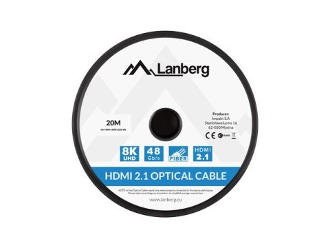 Kabel HDMI M/M v2.1 20M 8K czarny optyczny AOC Kabel HDMI M/M v2.1 20M 8K czarny optyczny AOC