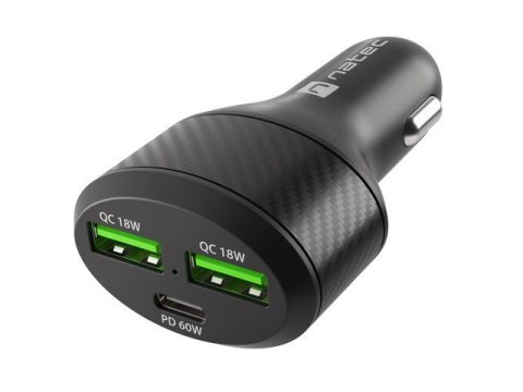 Ładowarka samochodowa Coney 2x USB 1x USB-C QC 3.0 Power Delivery 84W Czarna Ładowarka samochodowa Coney 2x USB 1x USB-C QC 3.0 Power Delivery 84W Czarna
