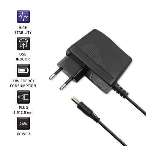 Zasilacz wtyczkowy 24W | 12V | 2A | 5.5x2.5 Zasilacz wtyczkowy 24W | 12V | 2A | 5.5x2.5
