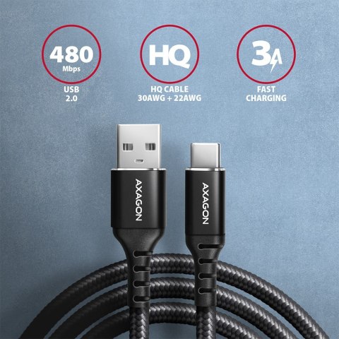 BUCM-AM15AB Kabel USB-C - USB-A, 1.5m, USB 2.0, 3A, ALU, oplot, Czarny BUCM-AM15AB Kabel USB-C - USB-A, 1.5m, USB 2.0, 3A, ALU, oplot, Czarny