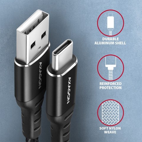 BUCM-AM15AB Kabel USB-C - USB-A, 1.5m, USB 2.0, 3A, ALU, oplot, Czarny BUCM-AM15AB Kabel USB-C - USB-A, 1.5m, USB 2.0, 3A, ALU, oplot, Czarny