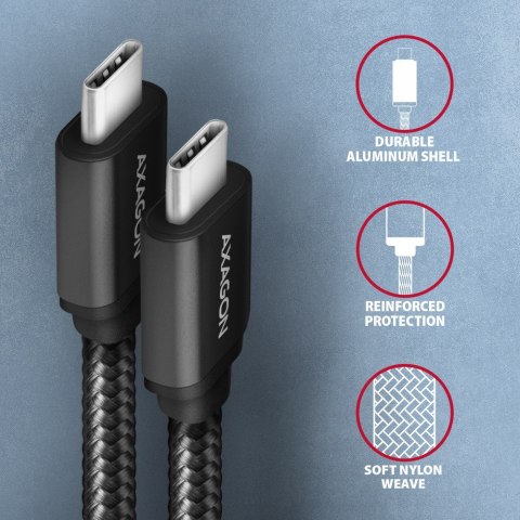 BUCM3-CM15AB Kabel USB-C - USB-C, 1.5m, PD 60W, 3A, ALU, oplot czarny