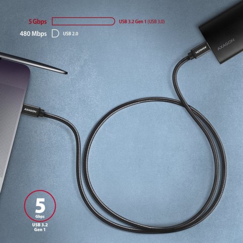 BUCM3-CM15AB Kabel USB-C - USB-C, 1.5m, PD 60W, 3A, ALU, oplot czarny