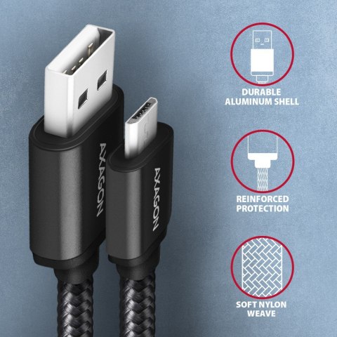 BUMM-AM10AB Kabel MicroUSB - USB-A, 1m, USB 2.0, 2.4A, ALU, oplot, Czarny BUMM-AM10AB Kabel MicroUSB - USB-A, 1m, USB 2.0, 2.4A, ALU, oplot, Czarny