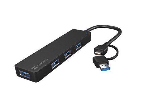 Hub USB-C 4 porty Mayfly czarny + adapter USB-A Hub USB-C 4 porty Mayfly czarny + adapter USB-A