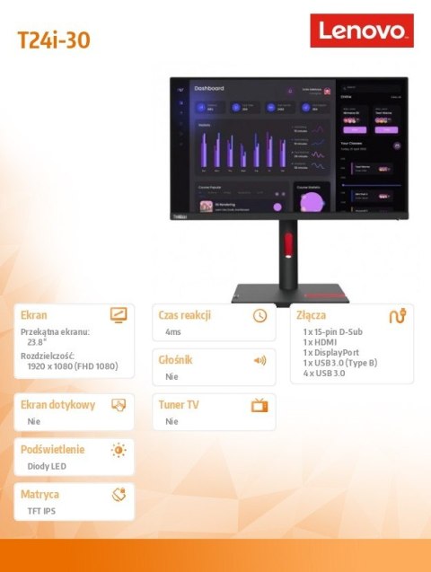 Monitor 23.8 ThinkVision T24i-30 63CFMATXEU Monitor 23.8 ThinkVision T24i-30 63CFMATXEU