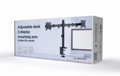 Ramię dla dwóch monitorów biurkowe (regulowane), 17 cale- 32 cale, do 9kg Ramię dla dwóch monitorów biurkowe (regulowane), 17 cale- 32 cale, do 9kg
