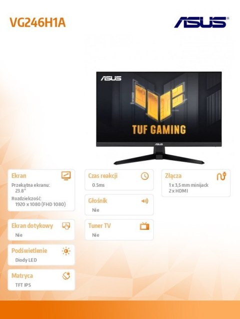 Monitor 24 cale VG246H1A IPS BK/0.5MS/EU/HDMI/100Hz Monitor 24 cale VG246H1A IPS BK/0.5MS/EU/HDMI/100Hz