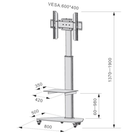 Stojak Mobilny LCD/LED 37-70cali, 40kg PIVOT