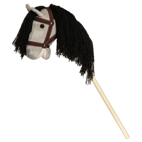 Koń na kiju Hobby Horse szary z lejcami 80cm Koń na kiju Hobby Horse szary z lejcami 80cm