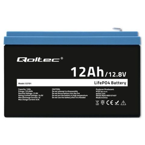Akumulator LiFePO4 Litowo-Żelazowo-Fosforanowy | 12.8V | 12Ah | 153.6Wh | BMS