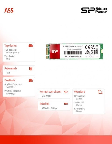 Dysk SSD A55 1TB M.2 560/530 MB/s Dysk SSD A55 1TB M.2 560/530 MB/s