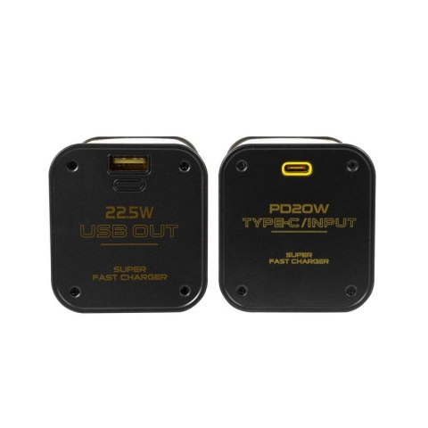 Powerbank 20000 mAh Super Fast Charging z wbudowanym kablem USB-C PD 20W & Lightning + USB-A QC3.0 22.5W Czarny Powerbank 20000 mAh Super Fast Charging z wbudowanym kablem USB-C PD 20W & Lightning + USB-A QC3.0 22.5W Czarny