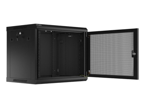 Szafa wisząca 19 cali 9U 600x450 drzwi perforowane (flat pack) czarna