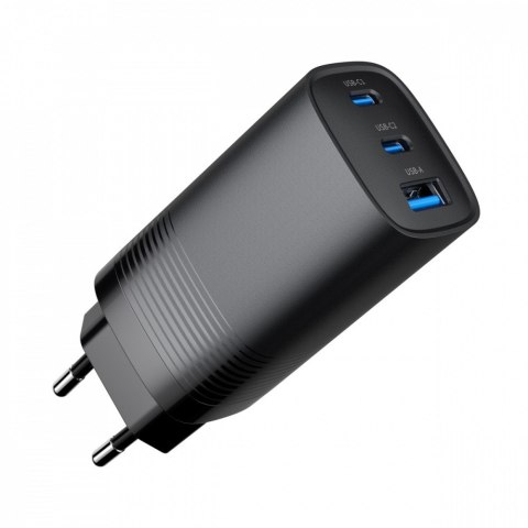 Ładowarka PowerDelivery 1xA 2xC GaN 65W Czarna Ładowarka PowerDelivery 1xA 2xC GaN 65W Czarna