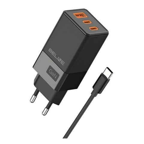 Ładowarka sieciowa 65W GaN 2xUSB-C + USB-A +Kabel USB-C Czarna Ładowarka sieciowa 65W GaN 2xUSB-C + USB-A +Kabel USB-C Czarna