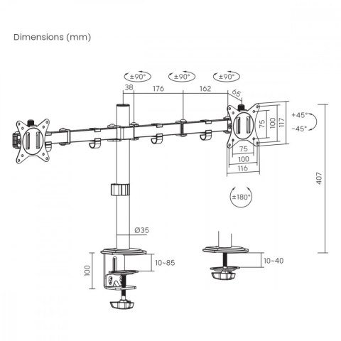 Uchwyt biurkowy MC-754N 2 monitory Uchwyt biurkowy MC-754N 2 monitory