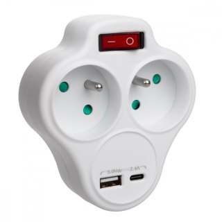 Gniazdko prądowe x2 USB MCE336 typ E