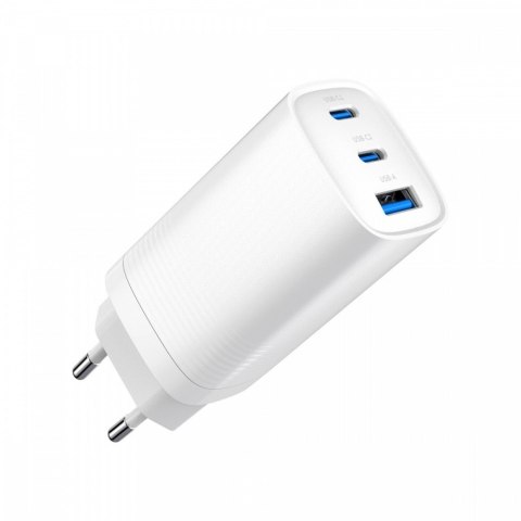 Ładowarka PowerDelivery 1xA 2xC GaN 65W Biała Ładowarka PowerDelivery 1xA 2xC GaN 65W Biała