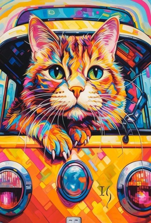 Puzzle 1000 elementów Cat Bus Travel Puzzle 1000 elementów Cat Bus Travel
