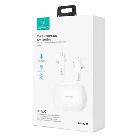 Słuchawki Bluetooth TWS 5.0 SM Series białe BHUSM01 Słuchawki Bluetooth TWS 5.0 SM Series białe BHUSM01