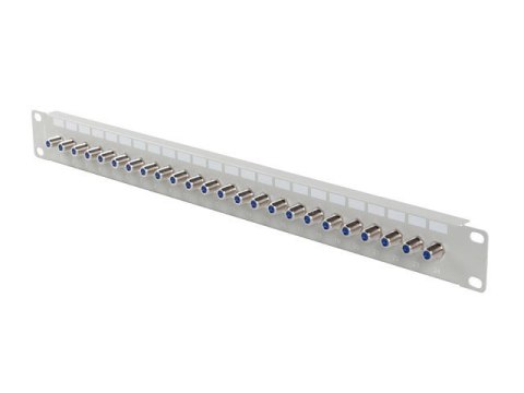 Patch panel 24 porty 19 cali gniazdo Typ F beczka szary Patch panel 24 porty 19 cali gniazdo Typ F beczka szary