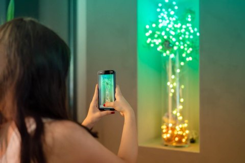 Inteligentne lampki dekoracyjne Strings USB-C (Candies) 200 LED RGB, perły, zielony przewód, 12 m