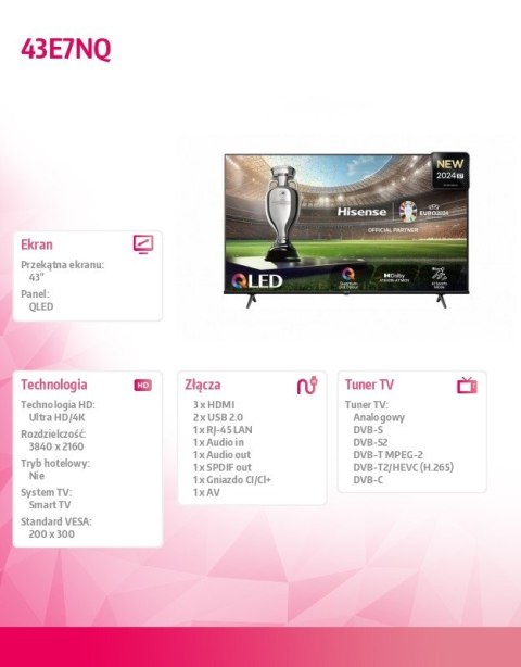 Telewizor QLED 43 cale 43E7NQ