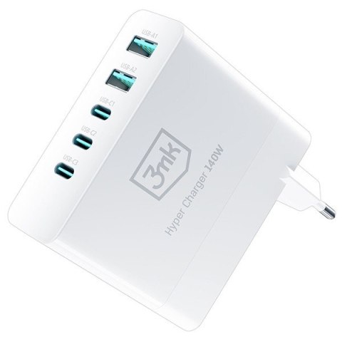 Ładowarka sieciowa 140W 3xUSB-C+2xUSB-A GaN PD QC Ładowarka sieciowa 140W 3xUSB-C+2xUSB-A GaN PD QC