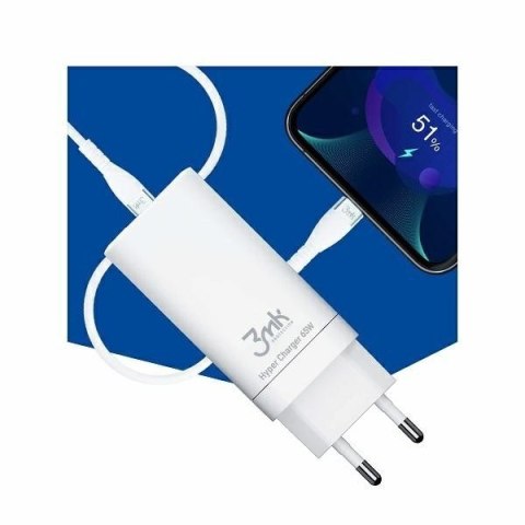 Ładowarka sieciowa 65W 2xUSB-C+1xUSB-A GaN PD QC Ładowarka sieciowa 65W 2xUSB-C+1xUSB-A GaN PD QC