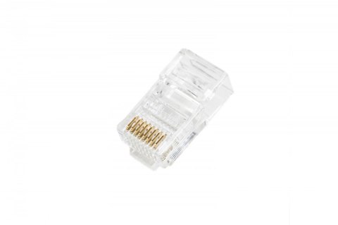 Wtyk RJ45 (8P8C) przelotowy, kat.5e, nieekranowany, AWG 26-24, opakowanie 100 sztuk Wtyk RJ45 (8P8C) przelotowy, kat.5e, nieekranowany, AWG 26-24, opakowanie 100 sztuk