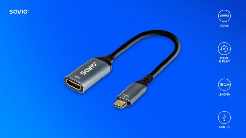 Adapter USB-C (M) - HDMI (F), 4K, 60Hz, aluminium, AK-78 Adapter USB-C (M) - HDMI (F), 4K, 60Hz, aluminium, AK-78
