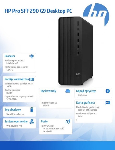 Komputer 290 Pro SFF G9 i5-14400 256GB/16GB/DVD/W11P A54XZET Komputer 290 Pro SFF G9 i5-14400 256GB/16GB/DVD/W11P A54XZET