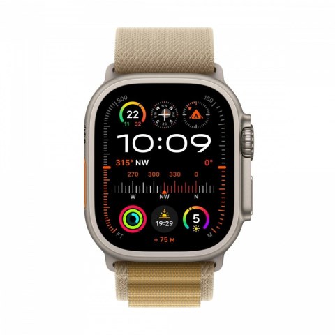 Watch Ultra 2 GPS + Cellular, koperta 49 mm z tytanu w kolorze naturalnym z opaską Alpine M w kolorze beżowym Watch Ultra 2 GPS + Cellular, koperta 49 mm z tytanu w kolorze naturalnym z opaską Alpine M w kolorze beżowym