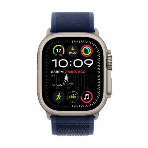 Watch Ultra 2 GPS + Cellular, koperta 49 mm z tytanu w kolorze naturalnym z opaską Trial M/L w kolorze niebieskim Watch Ultra 2 GPS + Cellular, koperta 49 mm z tytanu w kolorze naturalnym z opaską Trial M/L w kolorze niebieskim