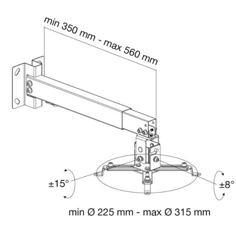 Uchwyt ścienno-sufitowy do projektora 43-65cm, 20kg