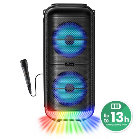 Głośnik BT POWER AUDIO MT3183 Karaoke/Bluetooth 5.3/FM/MP3/MicroSD/USB/AUX/Jack 6.3/USB-C/Iluminacja/RMS 50W/PMPO 900W Głośnik BT POWER AUDIO MT3183 Karaoke/Bluetooth 5.3/FM/MP3/MicroSD/USB/AUX/Jack 6.3/USB-C/Iluminacja/RMS 50W/PMPO 900W