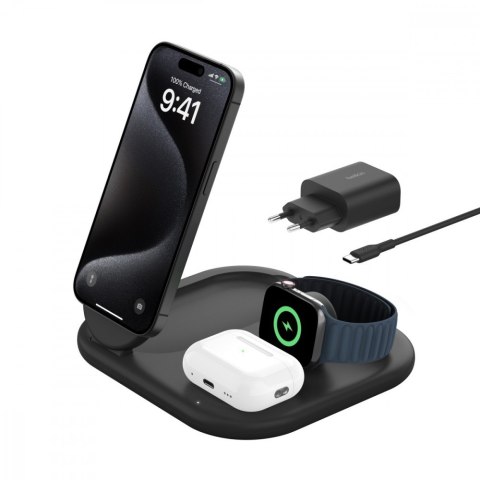 Magnetyczna podstawka ładująca BOOSTCHARGE 3w1 Qi2 15W czarna składana Magnetyczna podstawka ładująca BOOSTCHARGE 3w1 Qi2 15W czarna składana