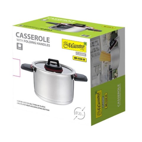 Garnek ze składanymi uchwytami 20cm, 3,2l MR-3530-20 Garnek ze składanymi uchwytami 20cm, 3,2l MR-3530-20