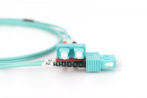 Patch cord światłowodowy FO SC-SC MM 50/125 OM3 duplex LSOH 3m, Turkusowy Patch cord światłowodowy FO SC-SC MM 50/125 OM3 duplex LSOH 3m, Turkusowy