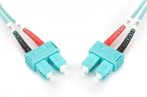 Patch cord światłowodowy FO SC-SC MM 50/125 OM3 duplex LSOH 3m, Turkusowy Patch cord światłowodowy FO SC-SC MM 50/125 OM3 duplex LSOH 3m, Turkusowy