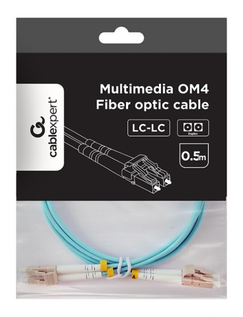 Kabel światłowodowy wielomodowy duplex OM4 50/125, LC/LC, 0.5m Kabel światłowodowy wielomodowy duplex OM4 50/125, LC/LC, 0.5m