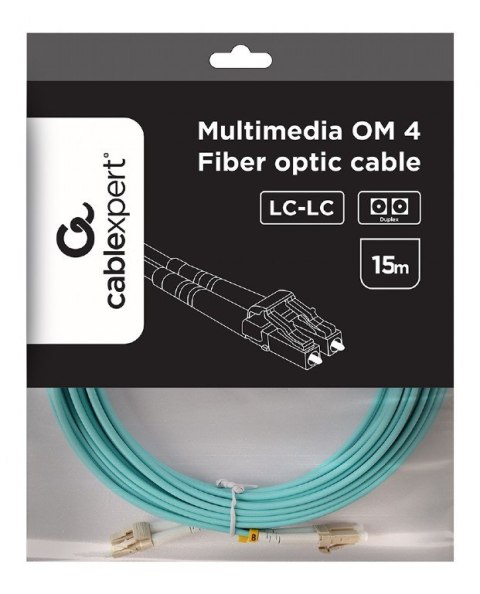 Kabel światłowodowy wielomodowy duplex OM4 50/125,LC/LC,15m Kabel światłowodowy wielomodowy duplex OM4 50/125,LC/LC,15m