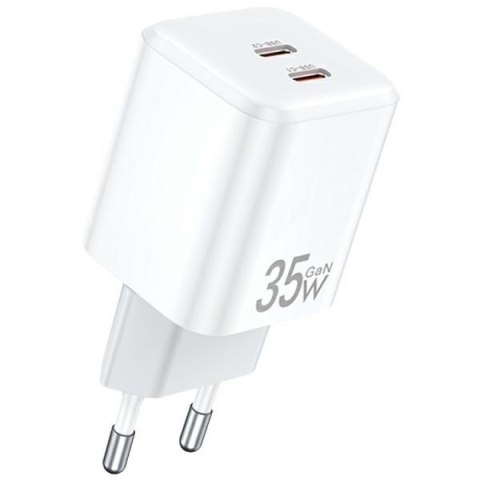 Ładowarka sieciowa GaN 35W 2xUSB-C PD65-EU Biała Ładowarka sieciowa GaN 35W 2xUSB-C PD65-EU Biała