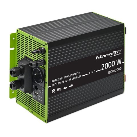 Przetwornica solarna 3w1 z funkcją ładowania AC | MPPT | UPS | ATS | 1000W | 2000W | 12V na 230V | Czysty Sinus Przetwornica solarna 3w1 z funkcją ładowania AC | MPPT | UPS | ATS | 1000W | 2000W | 12V na 230V | Czysty Sinus
