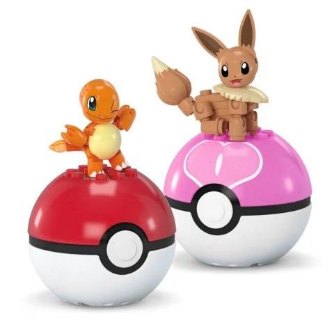 Klocki Mega Pokemon Pokeball 2-pak Charmander i Eevee Klocki Mega Pokemon Pokeball 2-pak Charmander i Eevee